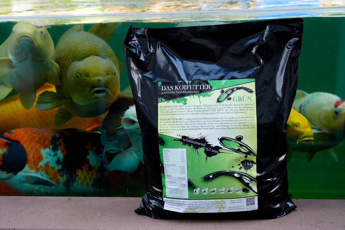 DAS KOIFUTTER GRÜN – 38 Prozent Protein und 11 Prozent Fett